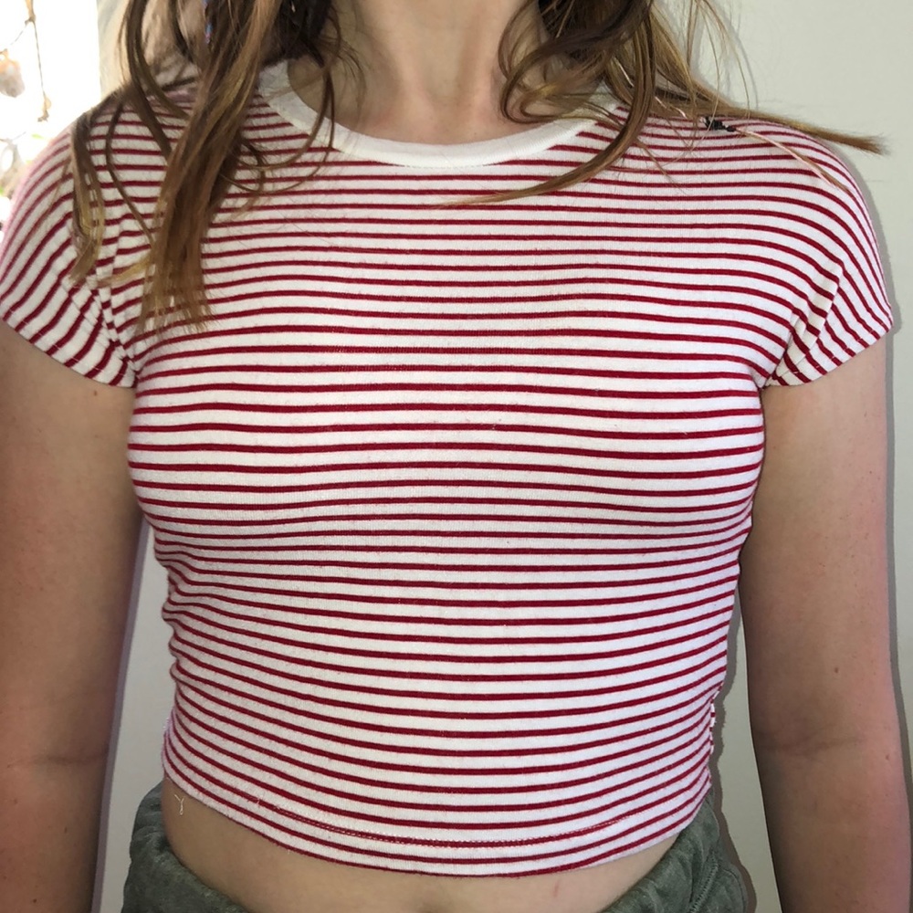 Red and white t shirt